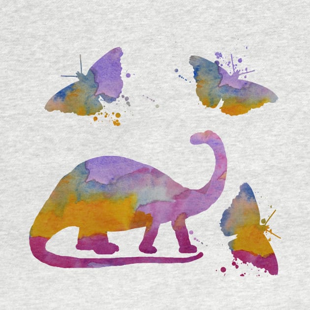 Long Neck Dinosaur, Sauropod, Brontosaurus, Dino, Art Butterflies by BittenByErmines